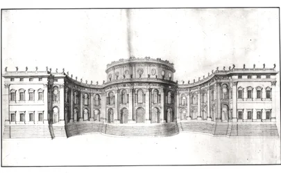 Erster Entwurf für den Louvre, Aufriss der Ostfassade, aus „Recueil du Louvre“, Band I, fol. 4, 1664